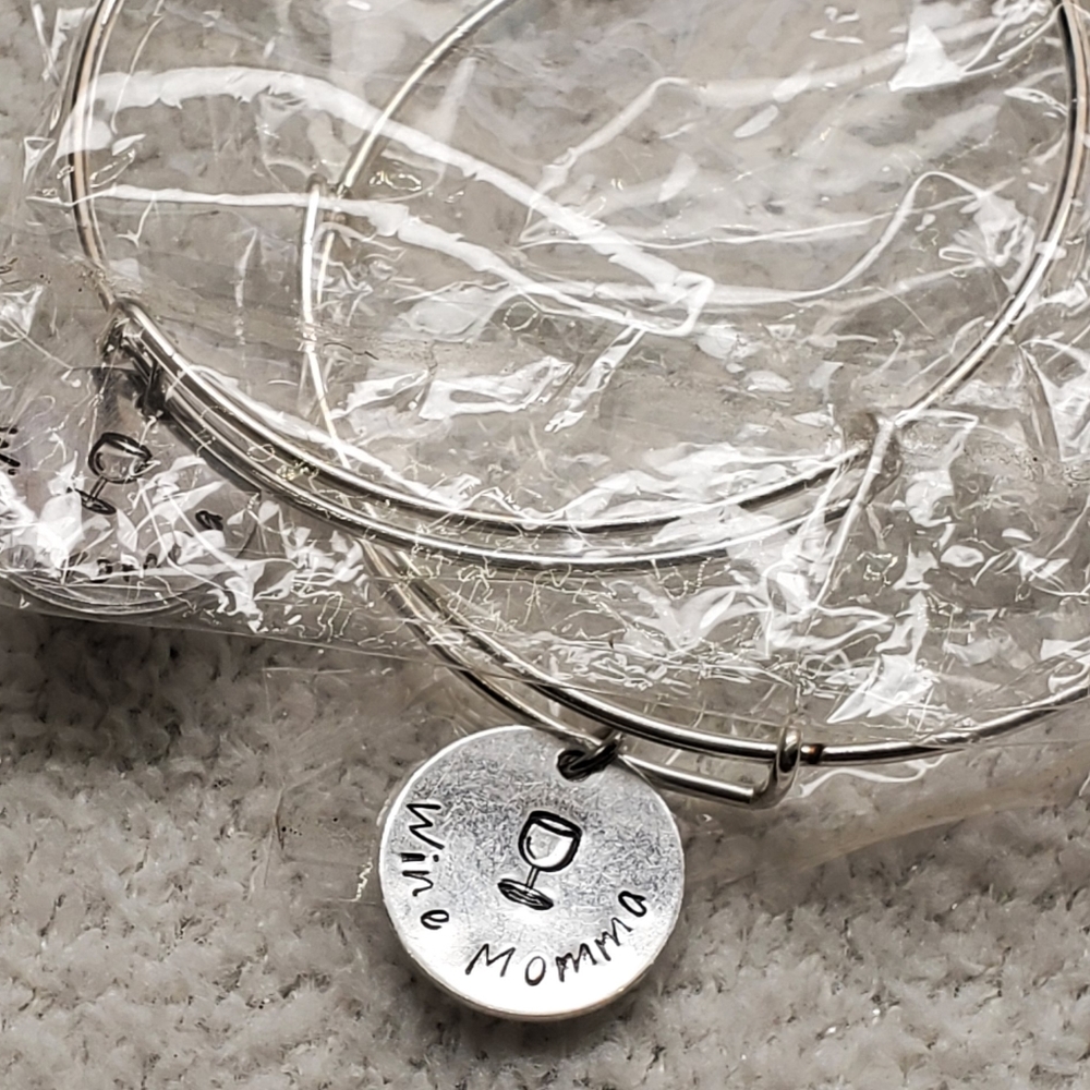 Bangle Bracelet with Wine Momma (R) Charm